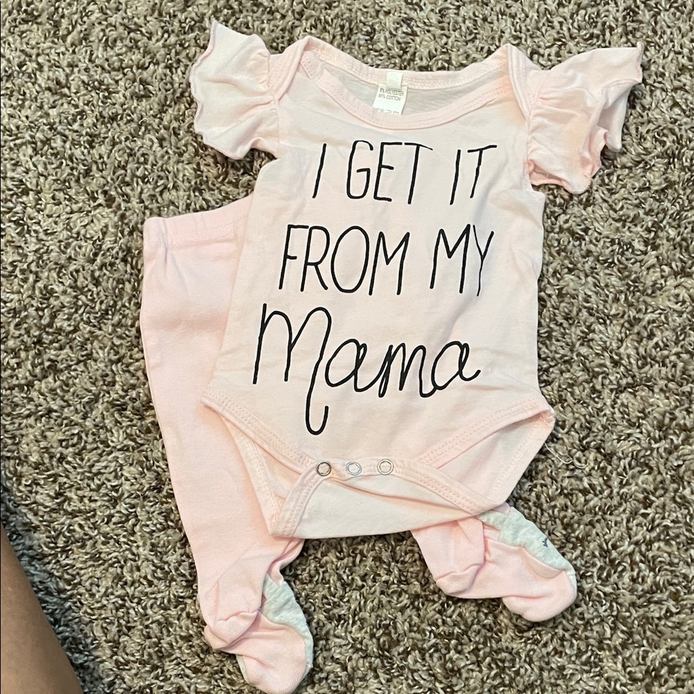 🩷 NEW Pink Baby Onesie 🩷and Pants Set Just One You 2 pc Set for Her NewBorn NEW